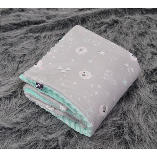 Teplá deka s polštářkem ELFan mentolové hvězdičky
