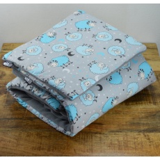 Teplá deka s polštářkem ELFan ovečky modré + šedá
