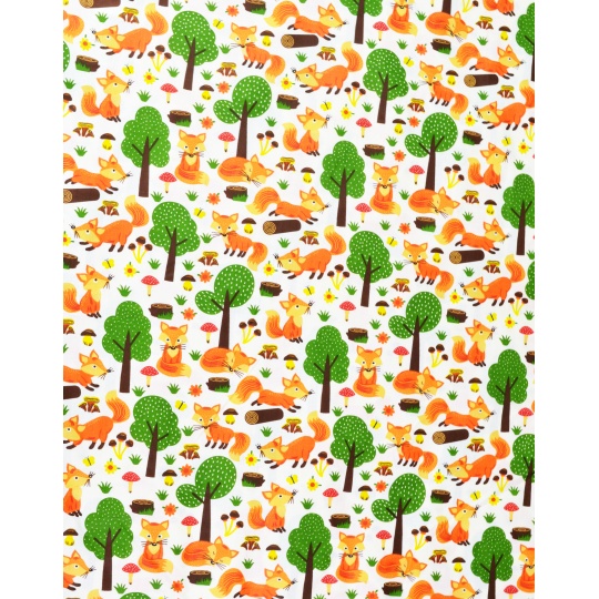 100% bavlněné plátno lišky se stromy