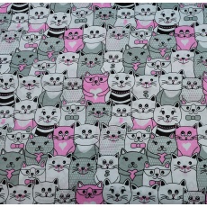 100% bavlněné plátno - kočky v kině růžové