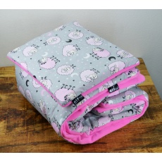 Teplá deka s polštářkem ELFan ovečky růžové+ růžová